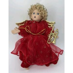 Vintage Sun Point Co. 10" Angel Porcelain Face Hands Christmas Choir Angel Sing